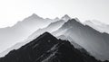 Majestic mountain range in monochrome landscape with layered peaks. Royalty Free Stock Photo