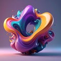 Abstract colorful 3d shape, cinema 4d, ambient occlusion, render, maya Royalty Free Stock Photo