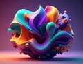 Abstract colorful 3d shape, cinema 4d, ambient occlusion, render, maya Royalty Free Stock Photo