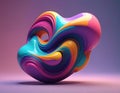 Abstract colorful 3d shape, cinema 4d, ambient occlusion, render, maya Royalty Free Stock Photo