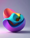 Abstract colorful 3d shape, cinema 4d, ambient occlusion, render, maya Royalty Free Stock Photo