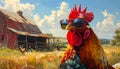 Oil painting artistic image of oil paining of profile image of a rooster standing Royalty Free Stock Photo