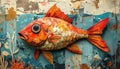 Paper collage artistic image of sad fish Royalty Free Stock Photo
