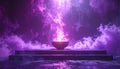 Spiritual altar, purple cosmic fire, single vessel, simple style, uplifting atmospher Royalty Free Stock Photo