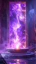 Spiritual altar, purple cosmic fire, single vessel, simple style, uplifting atmospher Royalty Free Stock Photo