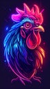 App icon vector-style image of neon raving rooster Royalty Free Stock Photo