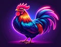 App icon vector-style image of neon raving rooster Royalty Free Stock Photo