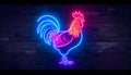 App icon vector-style image of neon raving rooster Royalty Free Stock Photo