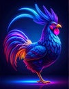 App icon vector-style image of neon raving rooster Royalty Free Stock Photo