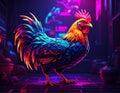 App icon vector-style image of neon raving rooster Royalty Free Stock Photo