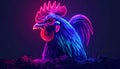 App icon vector-style image of neon raving rooster Royalty Free Stock Photo