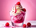 Create a soft serving surface using kola, use a high-clarity glass with raspberry Royalty Free Stock Photo