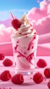 Create a soft serving surface using kola, use a high-clarity glass with raspberry Royalty Free Stock Photo