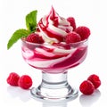 Create a soft serving surface using kola, use a high-clarity glass with raspberry Royalty Free Stock Photo