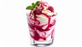 Create a soft serving surface using kola, use a high-clarity glass with raspberry Royalty Free Stock Photo