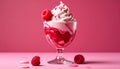 Create a soft serving surface using kola, use a high-clarity glass with raspberry Royalty Free Stock Photo