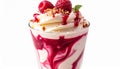 Create a soft serving surface using kola, use a high-clarity glass with raspberry Royalty Free Stock Photo