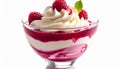 Create a soft serving surface using kola, use a high-clarity glass with raspberry Royalty Free Stock Photo