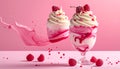 Create a soft serving surface using kola, use a high-clarity glass with raspberry Royalty Free Stock Photo