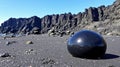 Black Sand Beach, Iceland Lava Egg. Icelandic Coast Landscape Royalty Free Stock Photo