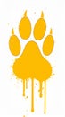 Drippy graffiti wildcat paw print simple vector style in yellow Royalty Free Stock Photo