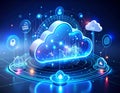 Digital Cloud Computing Network with Futuristic Icons Royalty Free Stock Photo