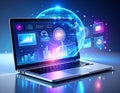 Global Data Analysis and Digital Transformation on Laptop Royalty Free Stock Photo