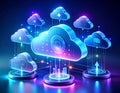 Futuristic Cloud Computing Network with Data Flow Royalty Free Stock Photo