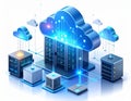 Futuristic Cloud Computing Network with Servers and Data Cubes Royalty Free Stock Photo