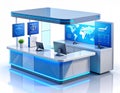 Futuristic Information Desk with Digital Displays Royalty Free Stock Photo