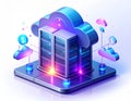 Cloud Computing Server Racks with Dollar Sign and Clouds Royalty Free Stock Photo