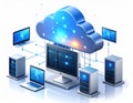 Digital Cloud Computing Network with Servers and Devices Royalty Free Stock Photo