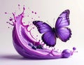 Realistic cilium roots morphing into purple butterfly Studio shot photo of berry Royalty Free Stock Photo