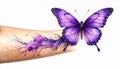Realistic cilium roots morphing into purple butterfly Studio shot photo of berry Royalty Free Stock Photo