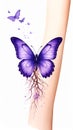 Realistic cilium roots morphing into purple butterfly Studio shot photo of berry Royalty Free Stock Photo