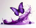 Realistic cilium roots morphing into purple butterfly Studio shot photo of berry Royalty Free Stock Photo