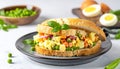 Photo of a fresh, bright sandwich filled with traditional Polish vegetable salad. Royalty Free Stock Photo