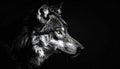 Dramatic Wolf Portrait in Black and White Royalty Free Stock Photo