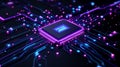 Futuristic CPU Microchip Processor, Circuit Board Technology Royalty Free Stock Photo
