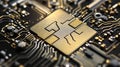 Microchip Technology Golden CPU Processor on Circuit Board Royalty Free Stock Photo