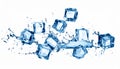 Ice cubes falling isolated on white background Royalty Free Stock Photo