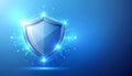 Digital Cyber Security Shield on Blue Background, AI Generated Concept of Data Protection, Privacy and Network Safety Royalty Free Stock Photo