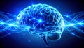Abstract glowing human brain with electric blue neural lines pulsing rhythmically Royalty Free Stock Photo