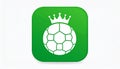 Green square icon featuring a white soccer ball, stylized with a hexagonal and pentagonal pattern Royalty Free Stock Photo