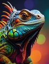 A vibrant, digitally generated image of an iguana (Latin: Iguanidae) Royalty Free Stock Photo