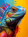 A vibrant, digitally generated iguana (family Iguanidae) Royalty Free Stock Photo