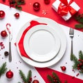 Advertising - testimonial photo of new year table red and white flat lay Royalty Free Stock Photo