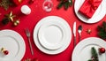 Advertising - testimonial photo of new year table red and white flat lay Royalty Free Stock Photo
