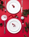 Advertising - testimonial photo of new year table red and white flat lay Royalty Free Stock Photo
