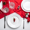 Advertising - testimonial photo of new year table red and white flat lay Royalty Free Stock Photo